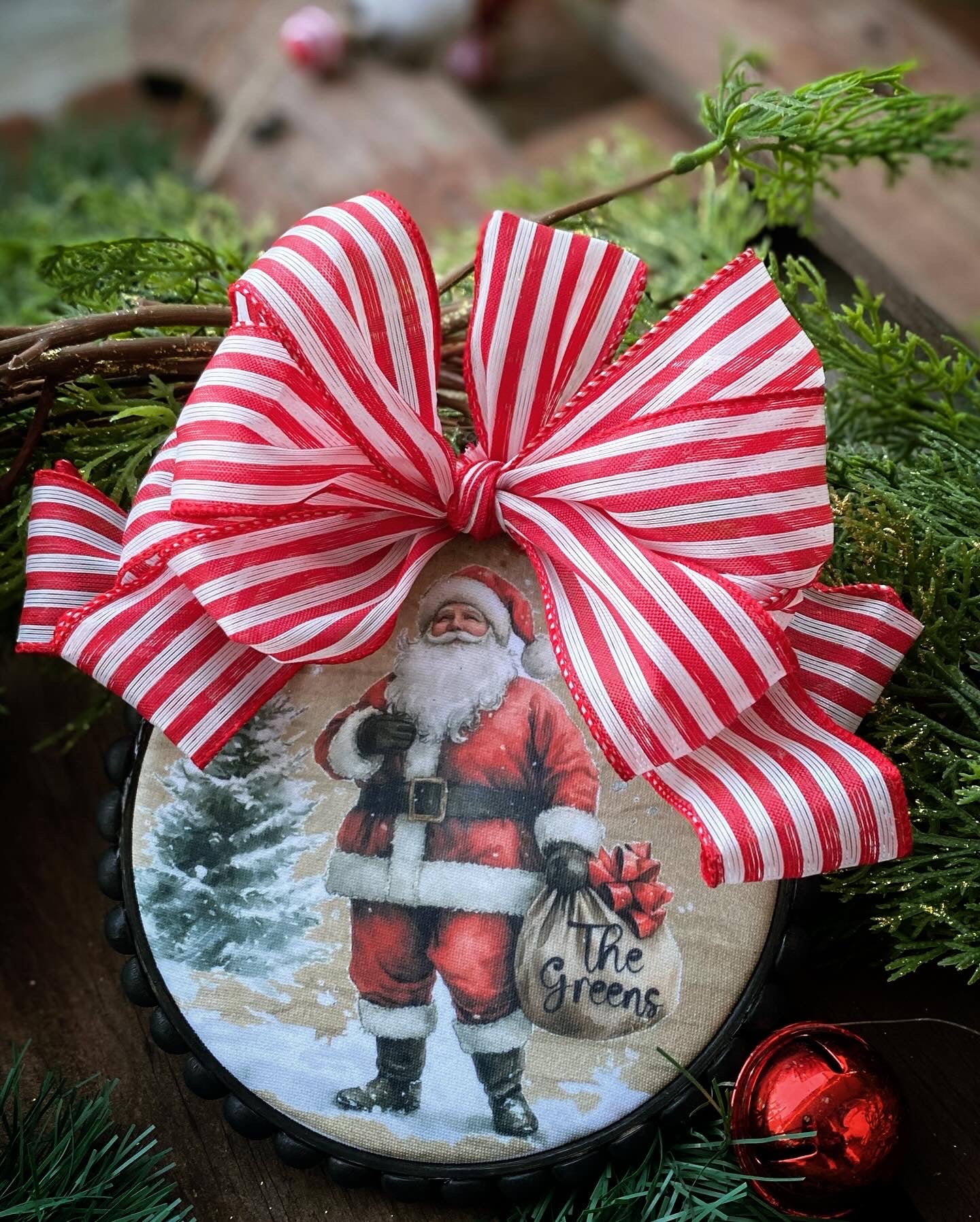 "Whimsical Santa" - Custom printed 5" ornament