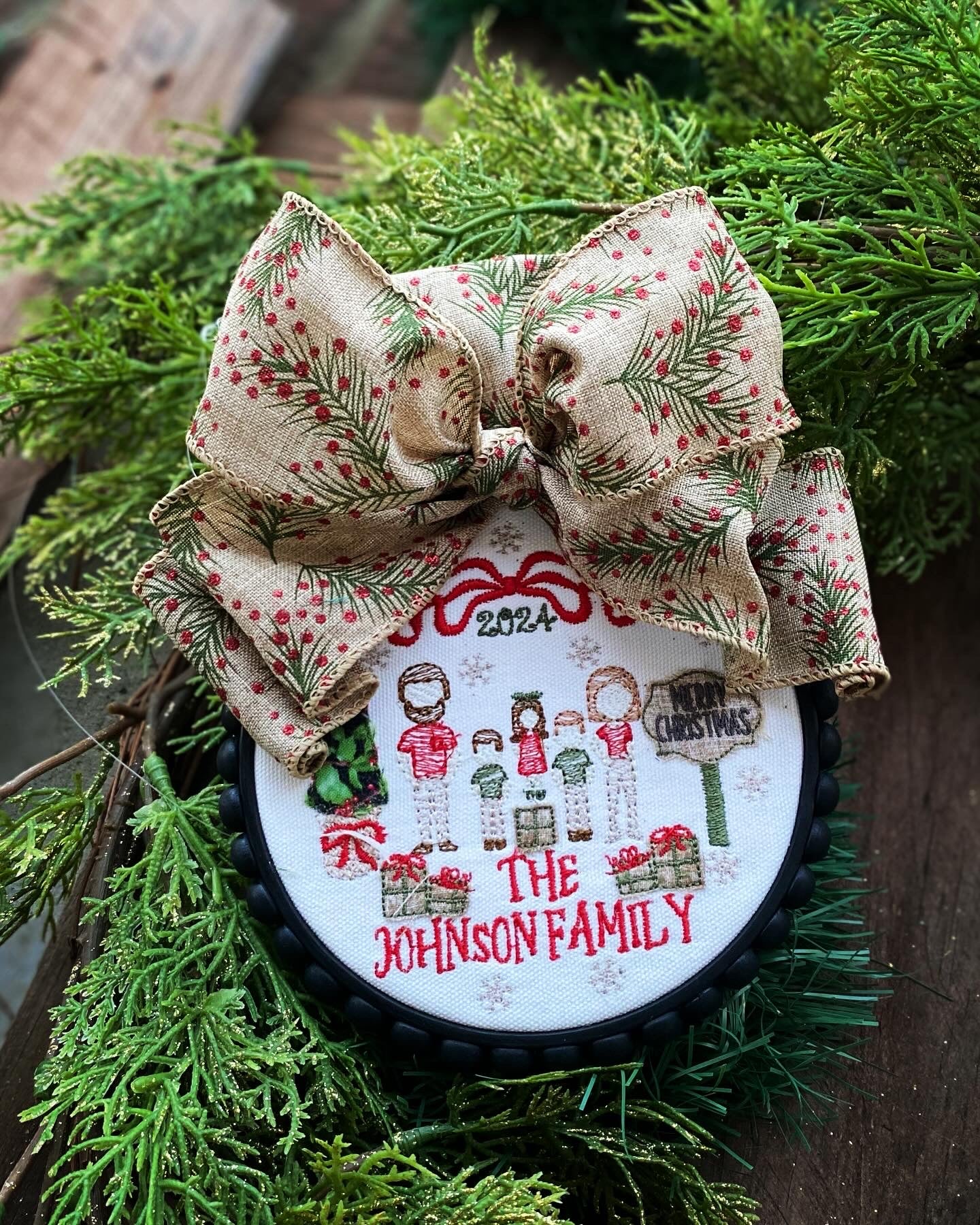 Custom Embroidered Family Ornament 5" (Buy 3 get 1 50% OFF!)