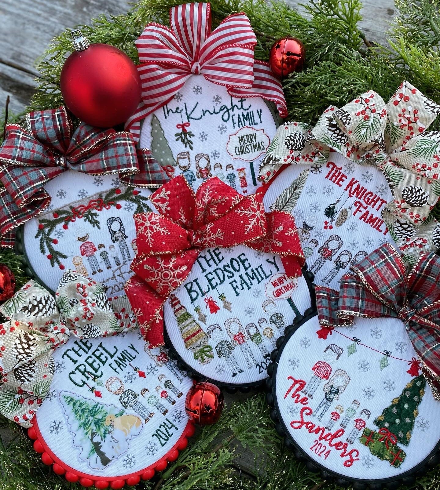 Custom Embroidered Family Ornament 5" (Buy 3 get 1 50% OFF!)