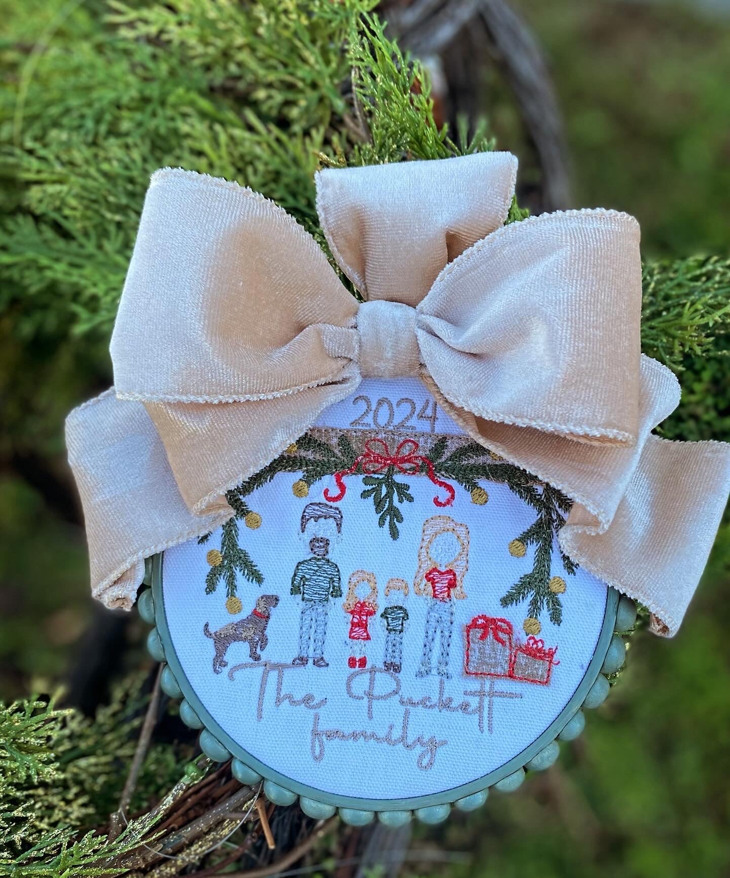 Custom Embroidered Family Ornament 5" (Buy 3 get 1 50% OFF!)