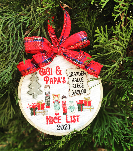 Custom "Nice List" Ornament  5"