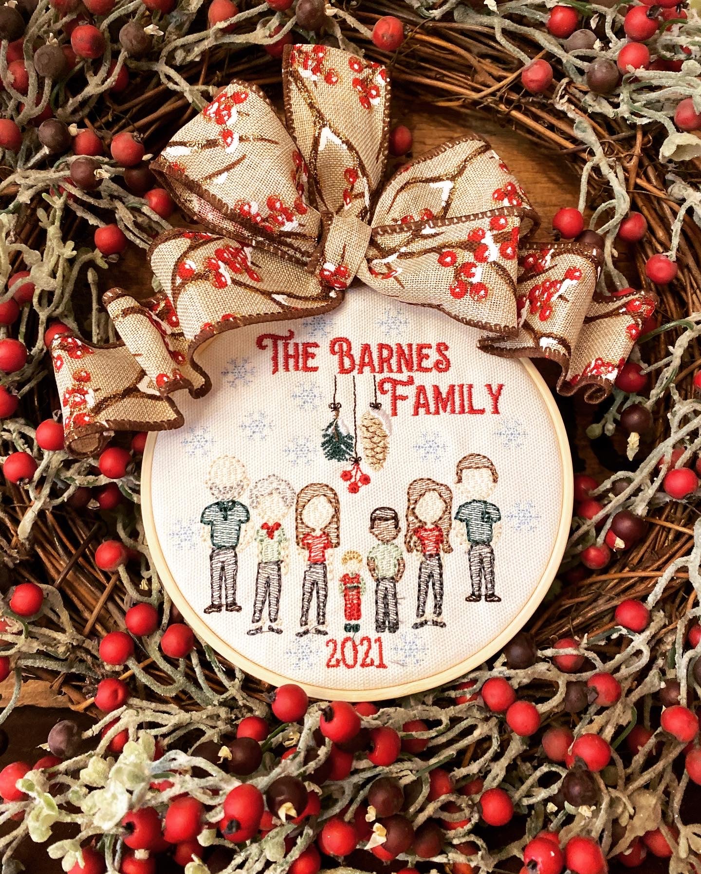 Custom Embroidered Family Ornament 5" (Buy 3 get 1 50% OFF!)