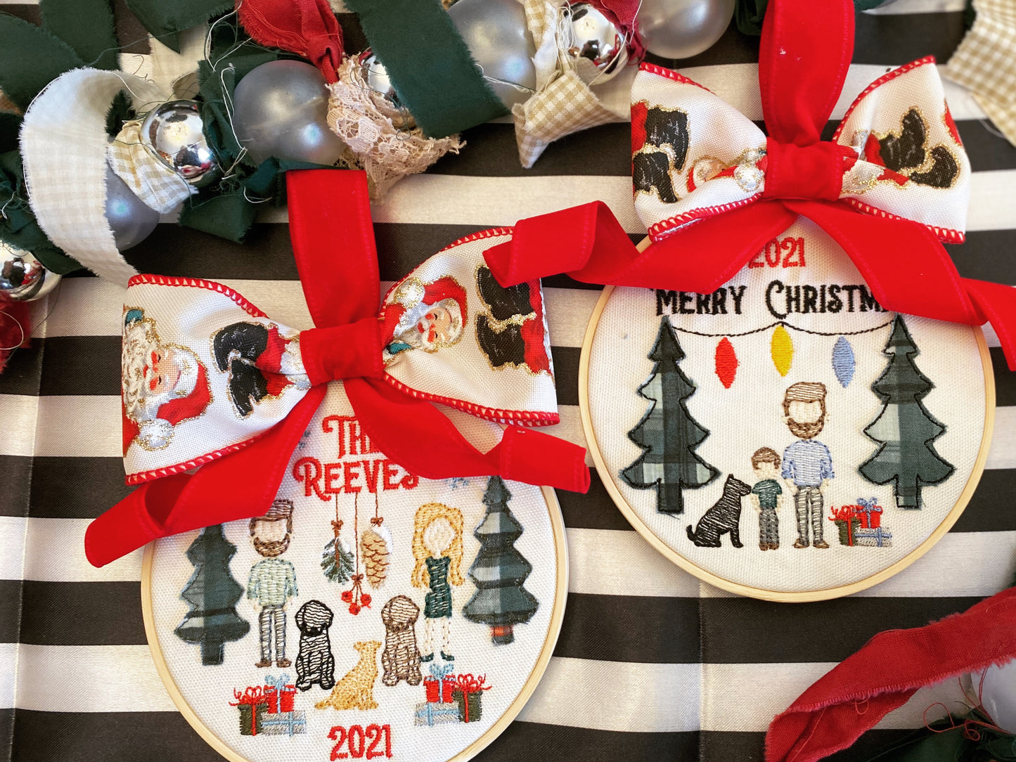 Custom Embroidered Family Ornament 5" (Buy 3 get 1 50% OFF!)