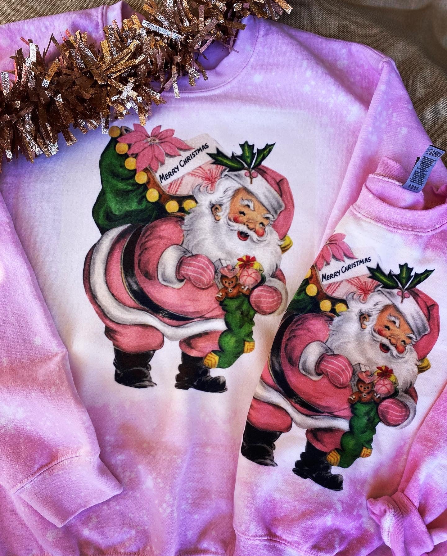 Pretty in Pink Vintage Santa Sweatshirt (Youth Sizes & Adult Sizes!)