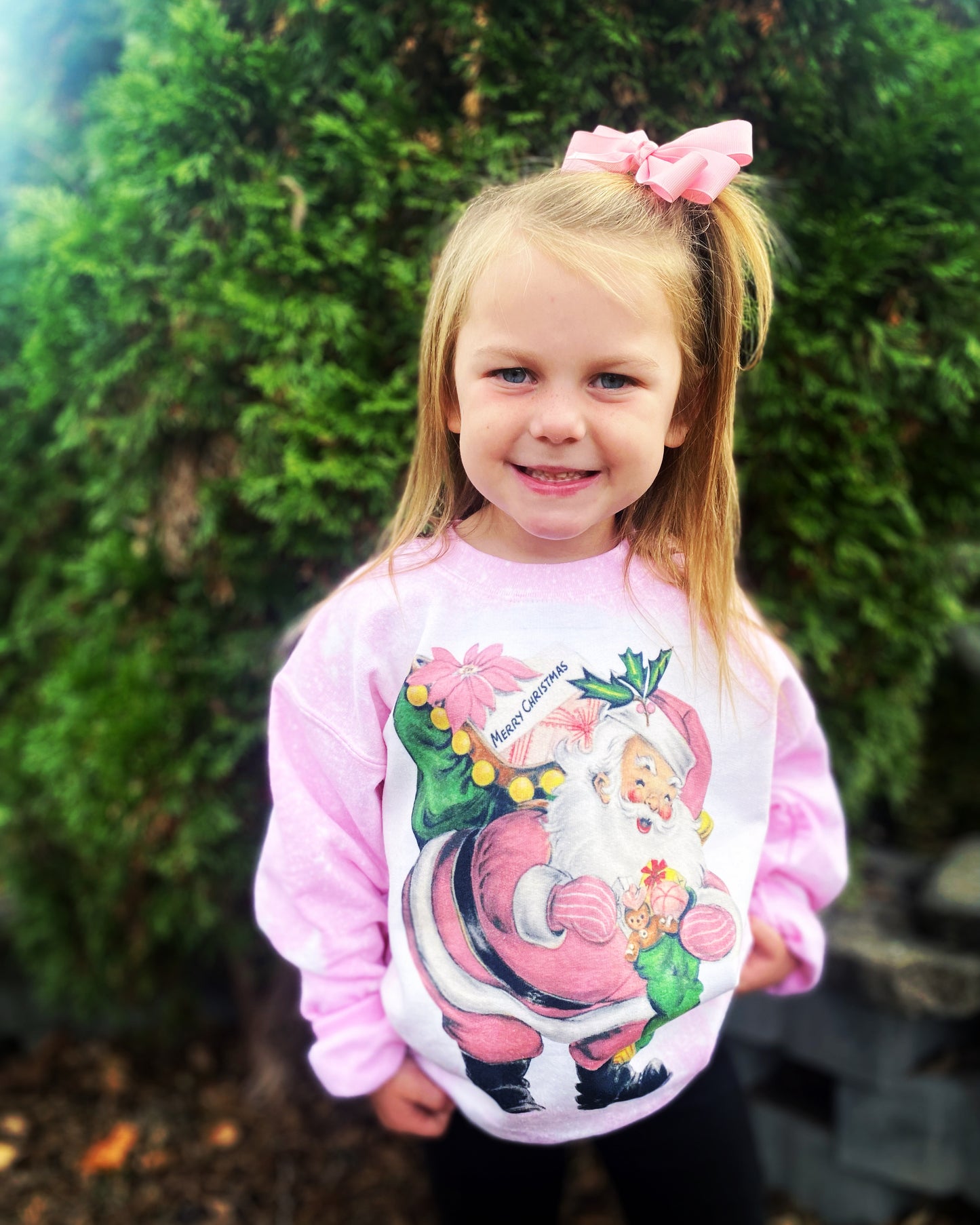 Pretty in Pink Vintage Santa Sweatshirt (Youth Sizes & Adult Sizes!)
