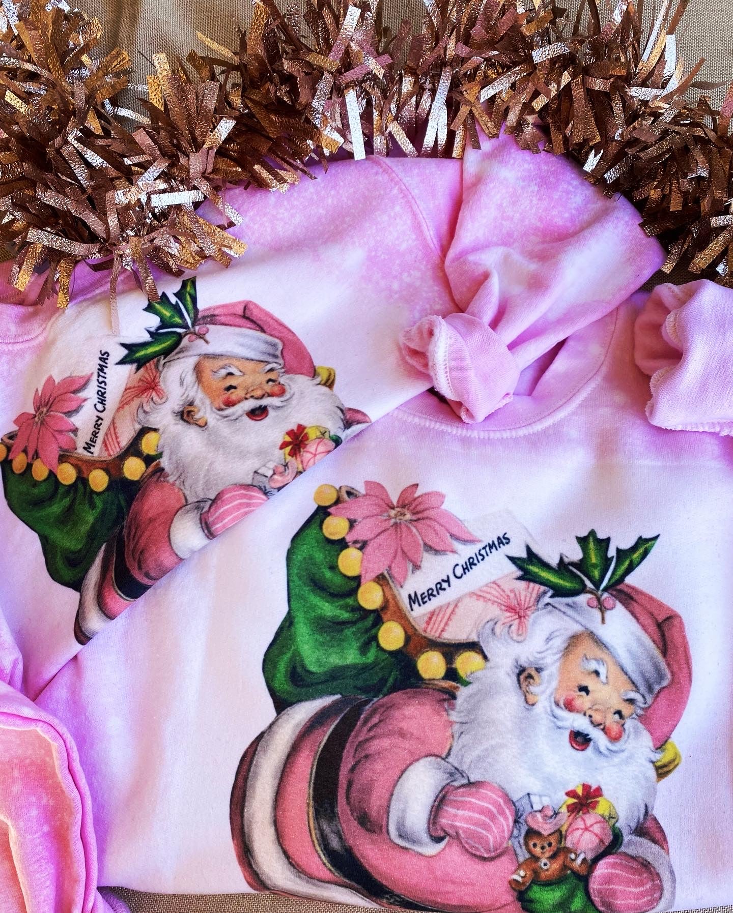 Pretty in Pink Vintage Santa Sweatshirt (Youth Sizes & Adult Sizes!)